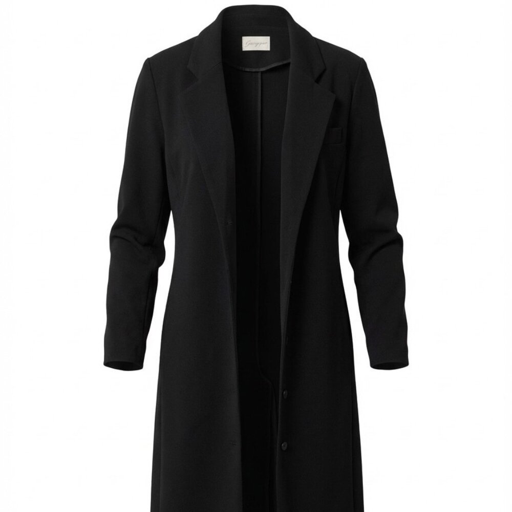 VTG 90s Women's Black Seven Button Giuseppe Top Coat Size S/M